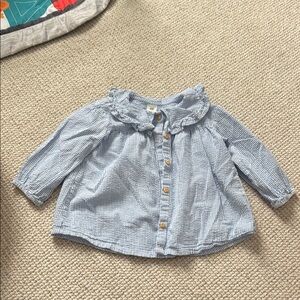 Blue Striped Button-Up Blouse